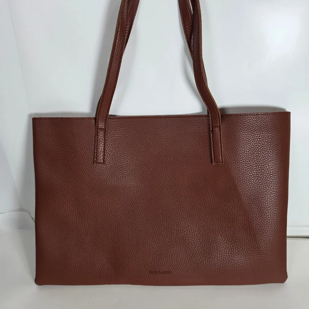 Vince Camuto Luck‎ Tote Brown Vegan Pebble Leather Shoulder Handbag FabFitFun